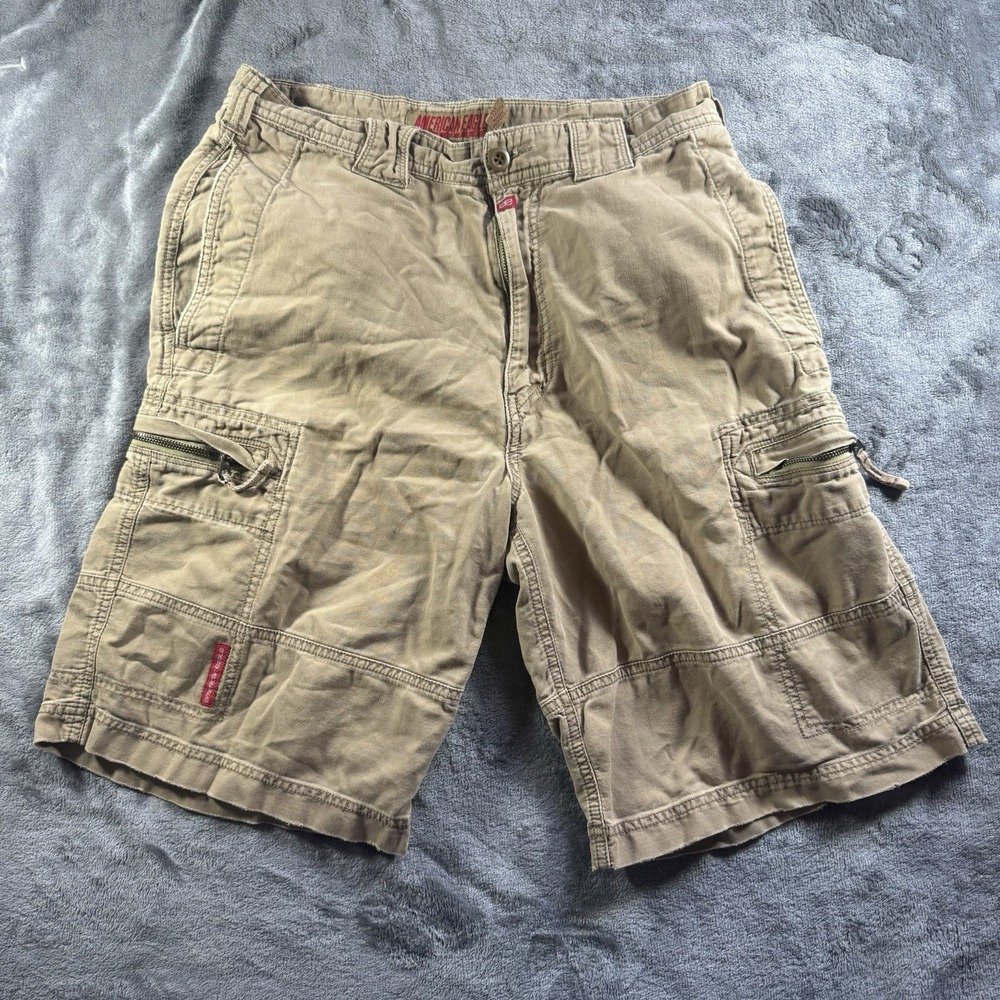 Vintage Y2K American Eagle Shorts Mens 30 Brown Military Skate 11" Inseam Baggy